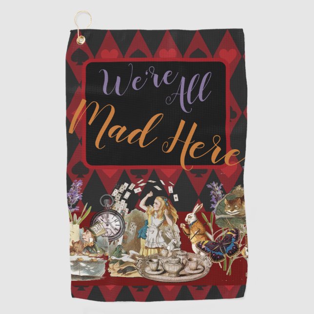Serviette De Golf Alice Aventures avec le Chat de Cheshire Fou du Pa (Devant)
