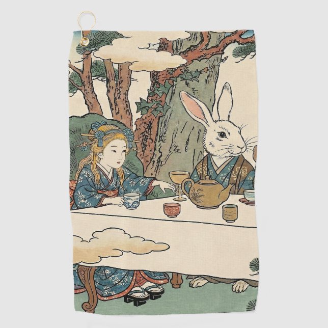 Serviette De Golf Alice Lost in Japan | Ukiyo-e Mad Tea Party (Devant)