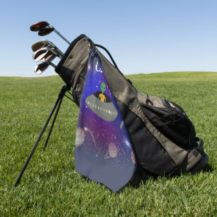 Serviette De Golf Alien dans un vaisseau spatial portant un t-shirt
