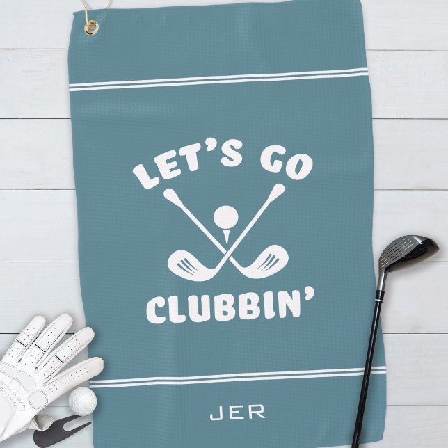 Serviette De Golf Allons en boite Drôle Turquoise (Funny Golf Club Modern Golfer Sports Pro Turquoise Green Cute Crossed Clubs Golf Towel )
