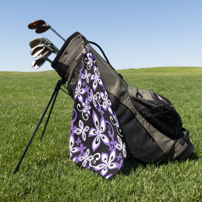 SERVIETTE DE GOLF ALOHA HAWAII (NOIR/LAVENDER) (Vert)