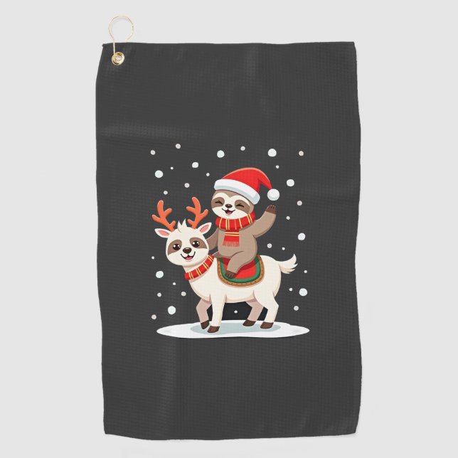 Serviette De Golf Alpaca Paresseux Noël (4) (Devant)