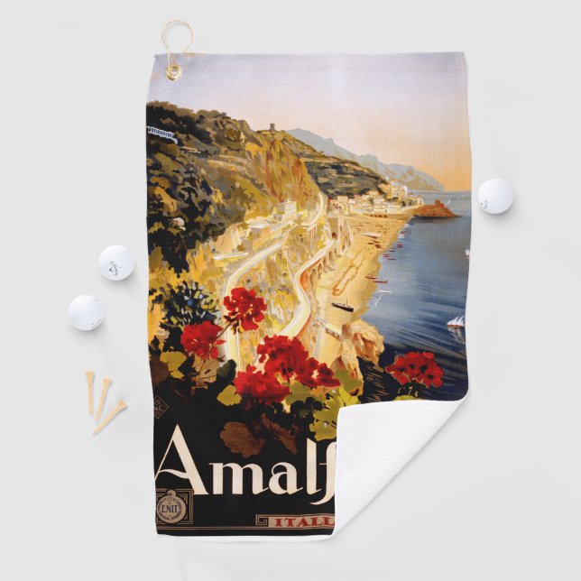 Serviette De Golf Amalfi Italie Poster de voyage Graphique d'art (En situation)