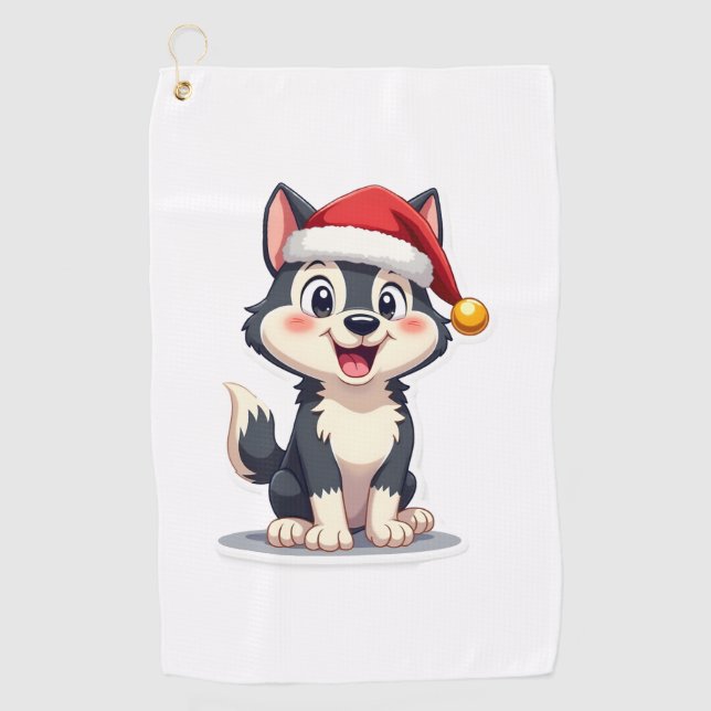 Serviette De Golf Amant de chien Husky de Noël Malamute (2) (Devant)