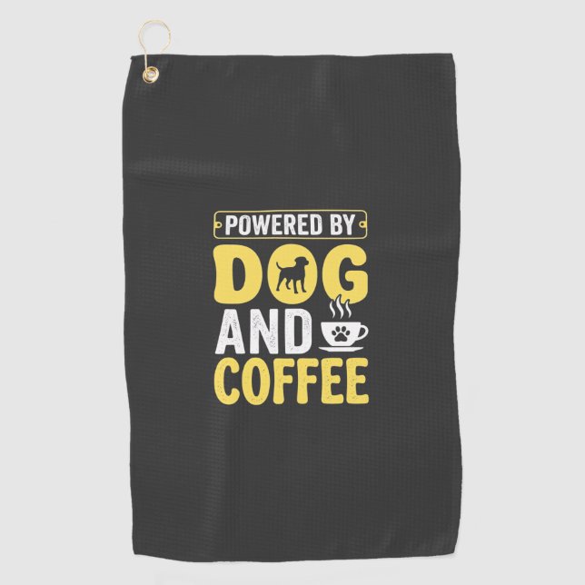 Serviette De Golf Amateur de café chien propulsé par le design (Devant)