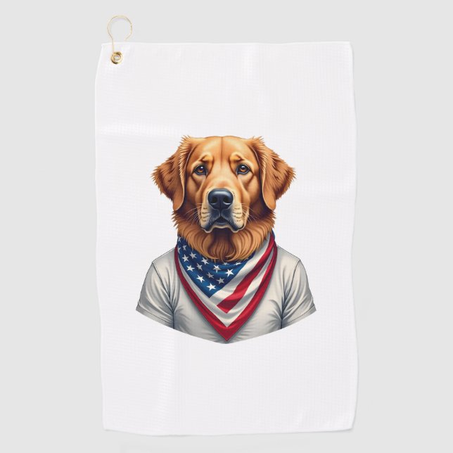 Serviette De Golf American Canine Golden Retriever Vintage Tee (Devant)
