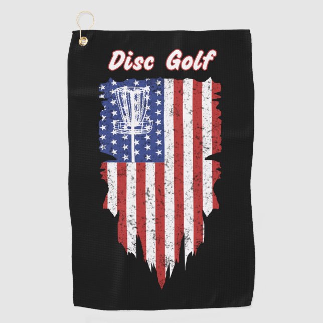 Serviette De Golf American Flag Disk Golf Basket (Devant)