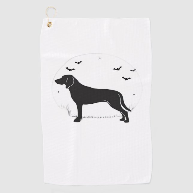 Serviette De Golf American Foxhound Dog - Halloween Moon Silhouette (Devant)
