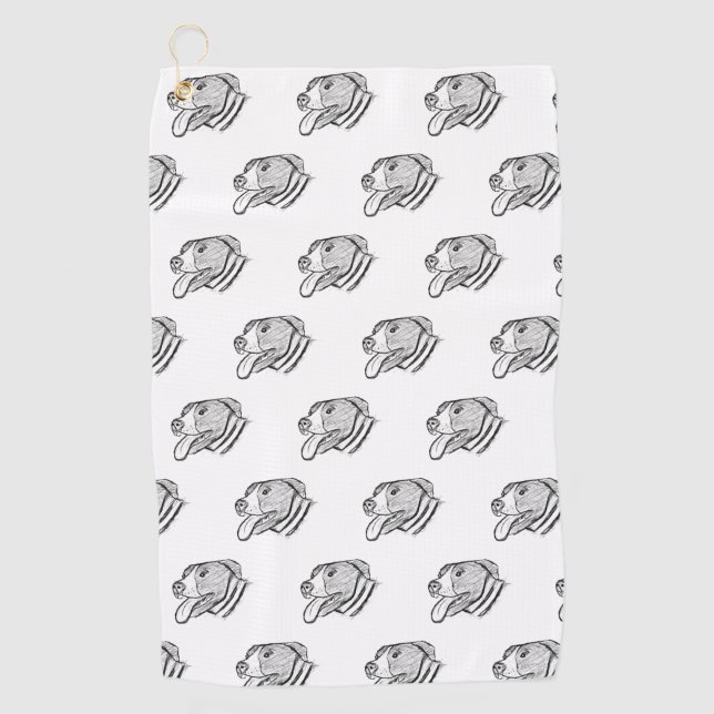 Serviette De Golf amoureux des animaux photo de chien tiré à la main (Devant)