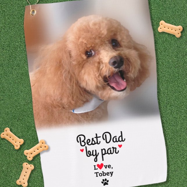 Serviette De Golf Amoureux des chiens Fun Photo Best Papa Par Par Go (Dog Lover Fun Photo Best Dad By Par Golfer Custom Golf Towel)