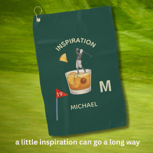 Serviette De Golf Amusant Cocktail Monogramme du 19ème Trou Inspiran