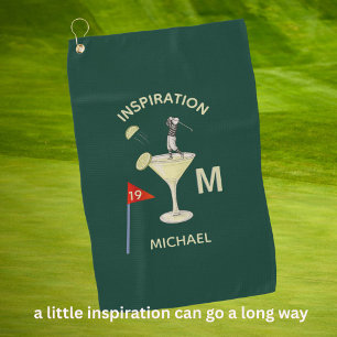 Serviette De Golf Amusant Cocktail Monogramme Nom 19ème Trou Inspira