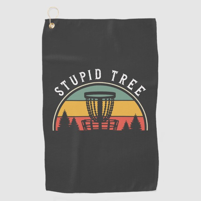 Serviette De Golf Amusant Disc Golf Lover Stupid Tree (Devant)