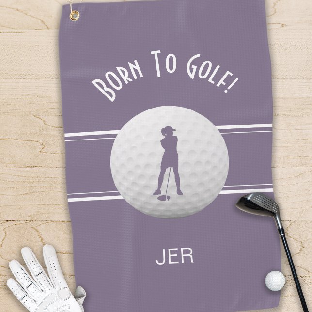 Serviette De Golf Amusant Elégant Golfer Sports Silhouette Purple Mo (Créateur téléchargé)