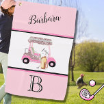 Serviette De Golf Amusant Glitzy Golf Panier Monogramme Nom<br><div class="desc">Une touche d'humour de golf pour la petite amie de votre vie, qui va s'amuser avec celle-ci — une charrette de golf brillante pour l'amoureux du golf qui aime jouer avec style — ou qui aime juste jouer — personnalisée avec son monogramme et son prénom. Ou, prenez-en un pour vous-même...</div>