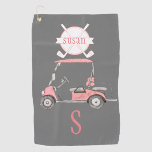 Serviette De Golf Amusant Glitzy Golf Panier Monogramme Nom