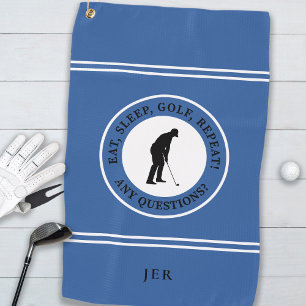 Serviette De Golf Amusant golfeur monogramme moderne pour lui bleu d