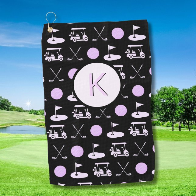 Serviette De Golf Amusant rose élégant Golf Design et Monogramme per (Créateur téléchargé)