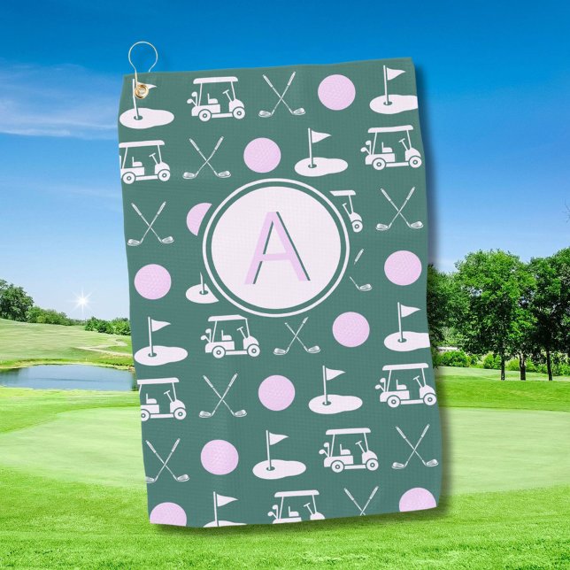 Serviette De Golf Amusant rose élégant Golf Design et Monogramme per (Créateur téléchargé)