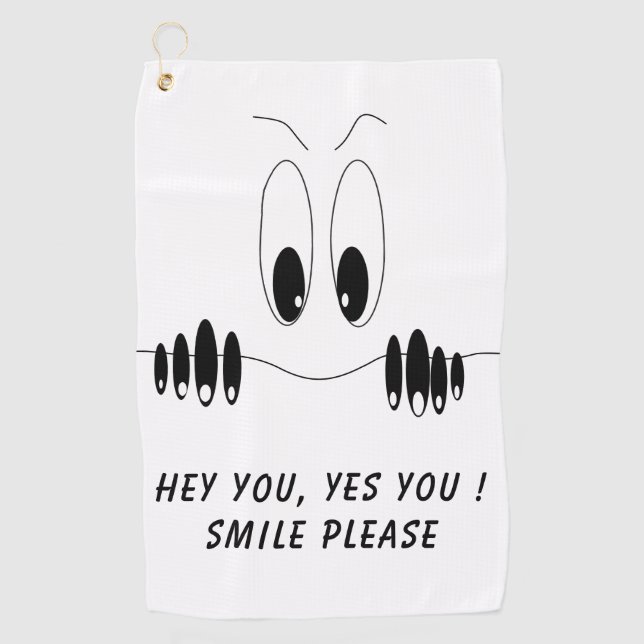Serviette de golf amusante avec des yeux de curios (Devant)