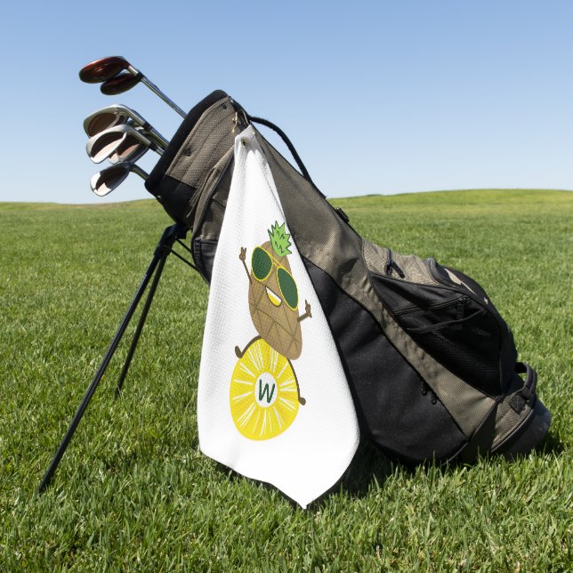 Serviette De Golf Ananas cool Dude Rolling sur une anneaux d'ananas (Vert)