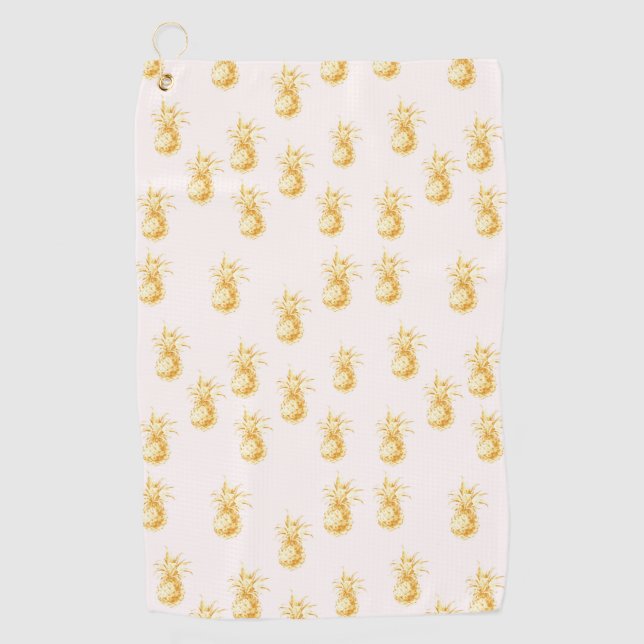 Serviette De Golf Ananas Tropical Blush Gold (Devant)