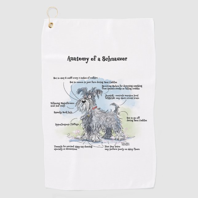 Serviette De Golf Anatomie ilariée d'un schnauzer (Devant)