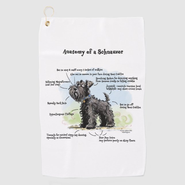 Serviette De Golf Anatomie ilariée d'un schnauzer (Devant)