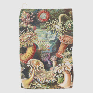 Serviette De Golf Anémones de mer de Haeckel Collage d'art de vie na