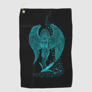Serviette De Golf Angel perdu en amour, noir et vert Design