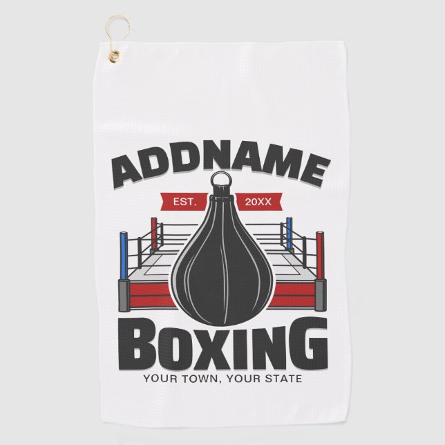Serviette De Golf Anneau de boxe AJOUTER NOM Sac de vitesse de boxeu (Devant)