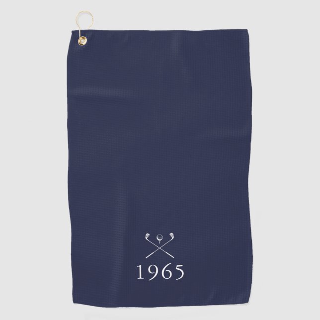 Serviette De Golf Anniversaire Golf Clubs Marine Blue (Devant)
