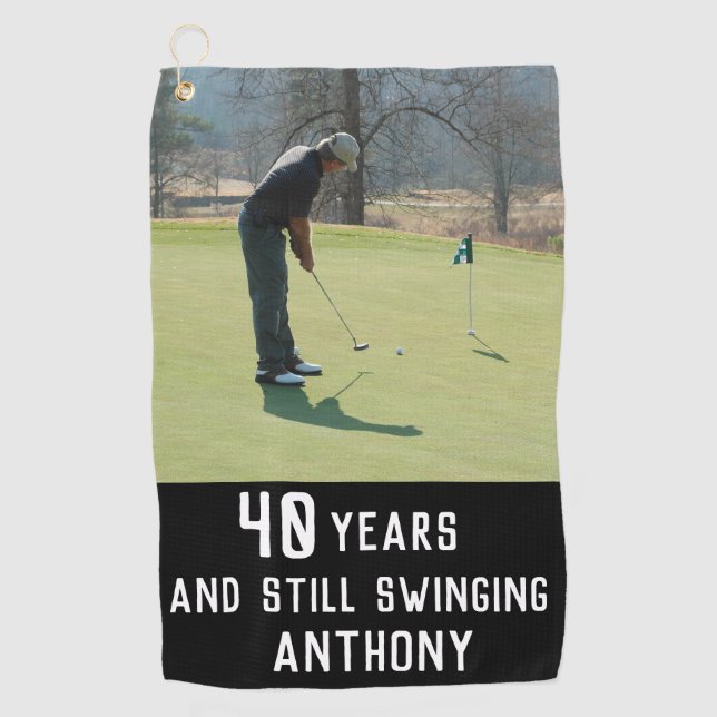 Serviette De Golf Anniversaire Golfer Funny 40e heureux Papa Par Pho (Devant)