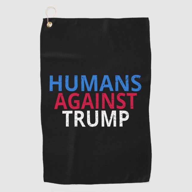 Serviette De Golf Anti-Trump - Humains contre Trump (Devant)
