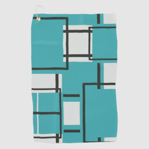 Serviette De Golf Aqua Turquoise Turquoise noir off blanc Motif jeté