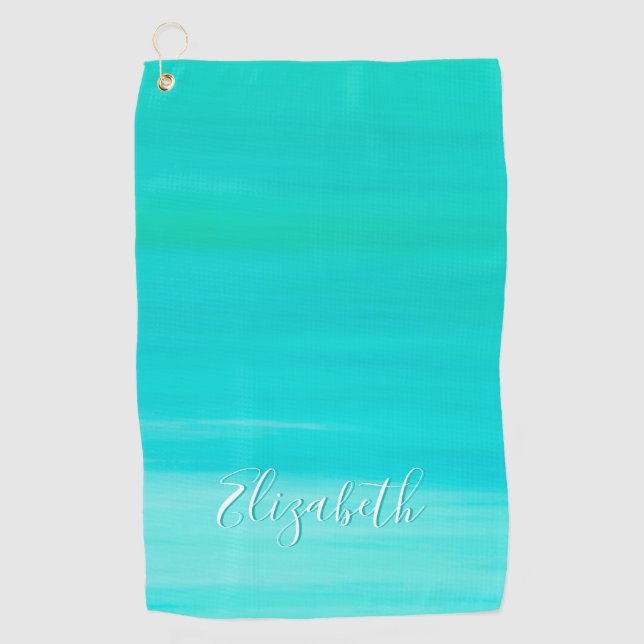 Serviette De Golf Aquamarine turquoise nom d'eau de mer (Devant)