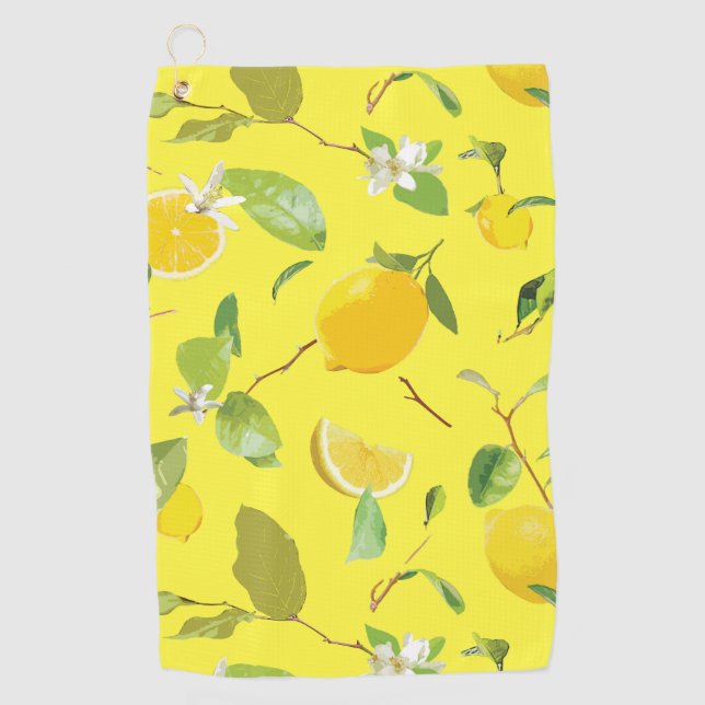Serviette De Golf Aquarelle Citron & Feuilles 4 (Devant)