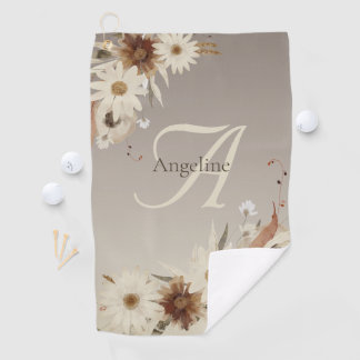 Serviette De Golf Aquarelle d'automne Monogramme floral Personnalisé