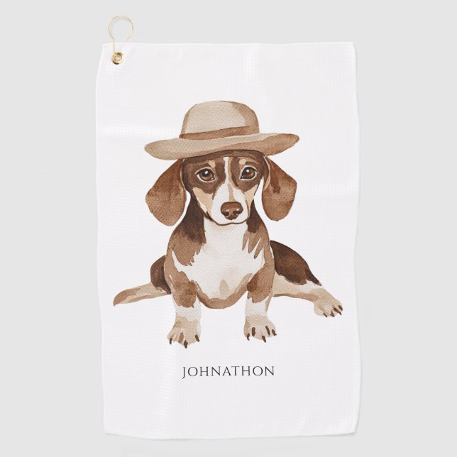 Serviette De Golf Aquarelle de chien personnalisée mignonne (Devant)