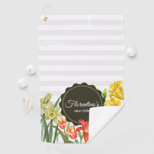 Serviette De Golf Aquarelle Jaune Orange Fleurs de printemps