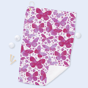 Serviette De Golf Aquarelle papillon Magenta Hot Pink