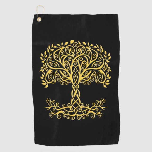 Serviette De Golf Arbre Celtique Jaune (Devant)