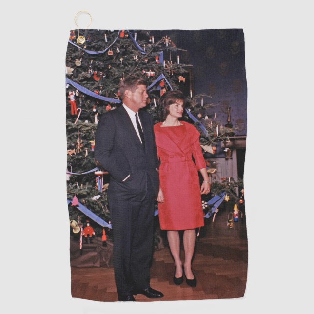 Serviette De Golf Arbre de Noël Président John Kennedy & Jacqueline (Devant)