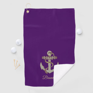 Serviette De Golf Argent et or tonalité nautique ancre flottaison b