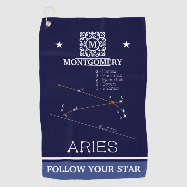 Serviette De Golf Aries de Zodiac Constellation (Devant)