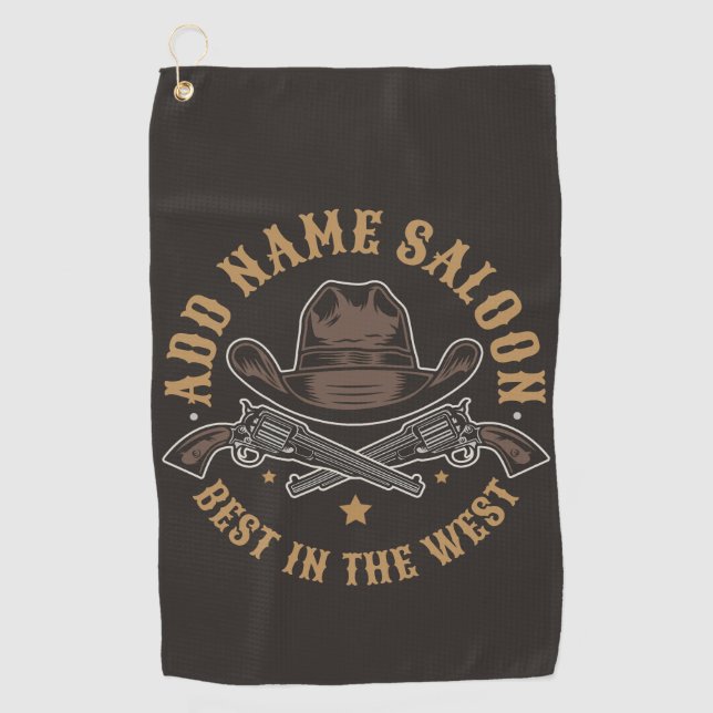 Serviette De Golf Armes de cowboy antiques AJOUTER NOM Saloon du vie (Devant)