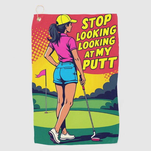 Serviette de golf "Arrêtez de regarder mon putt" (Devant)