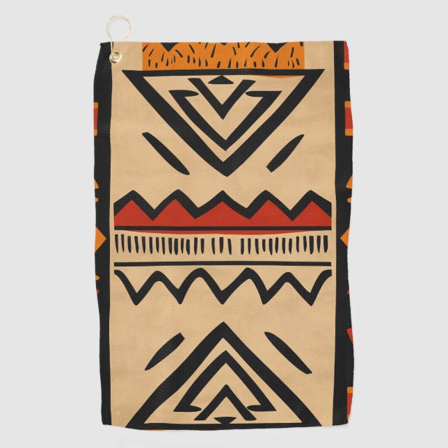 Serviette De Golf Arrière - plan africain aux couleurs chaudes (Devant)