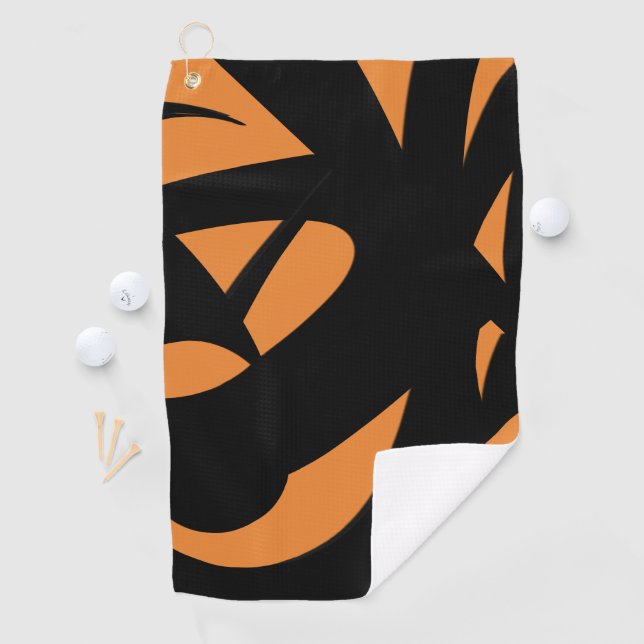 Serviette De Golf Art contemporain noir et orange (En situation)