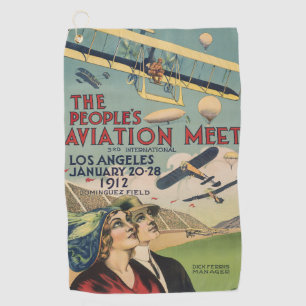 Serviette De Golf Art de voyage Rétro 1912 Los Angeles Air Show